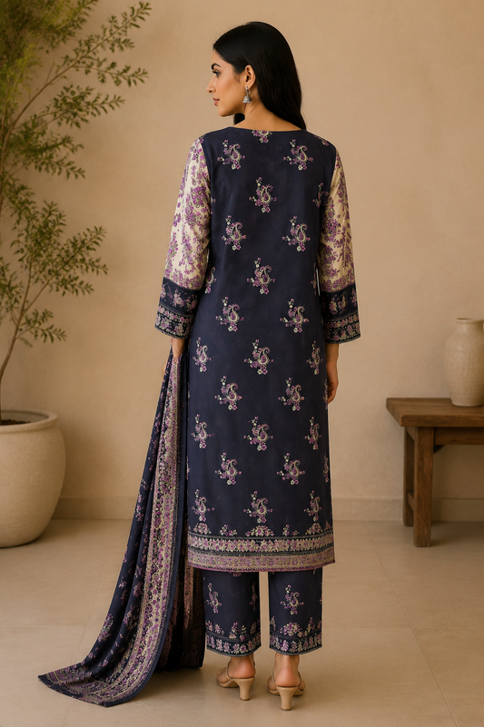 Midnight Blossom – Signature Winter Cotton (3-Piece)