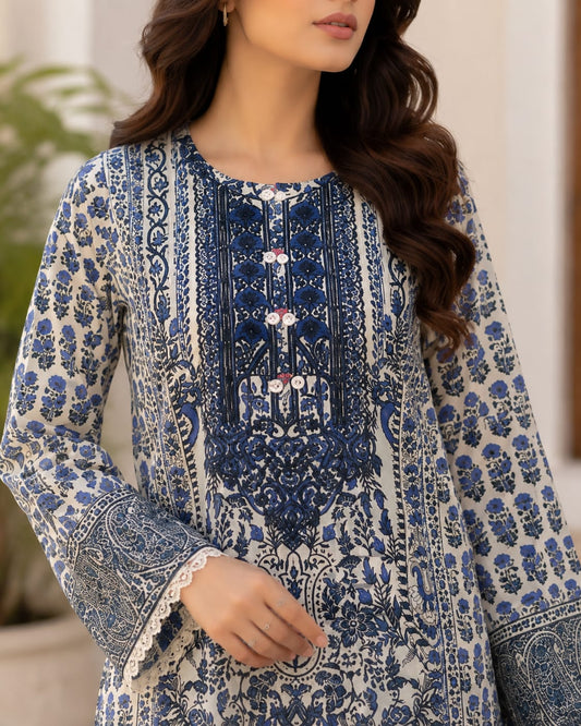 Royal Blue Printed Lawn Suit