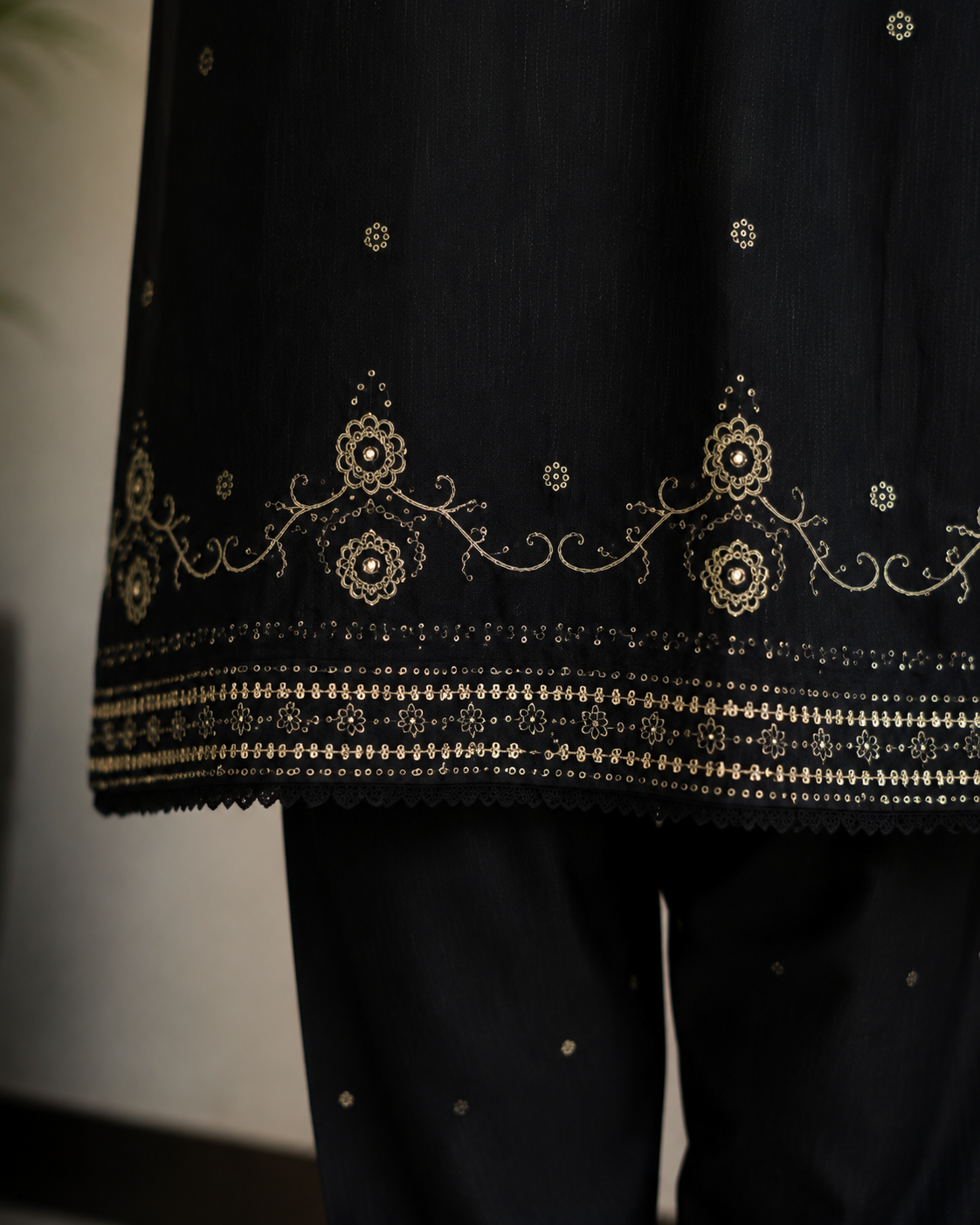 Black Golden Embroidery Dress