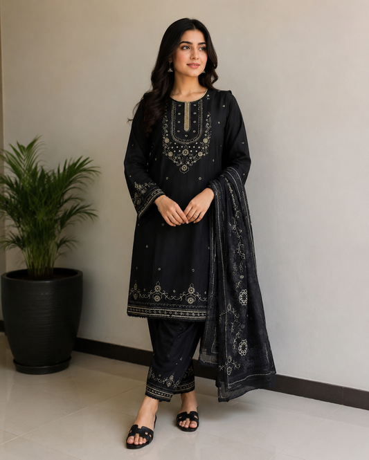 Embroidered Summer Cotton Lawn Suit (3-Piece)