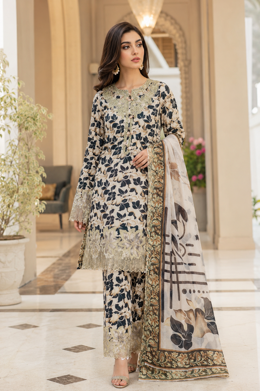 Embroidered Printed Summer Lawn (3-Piece)
