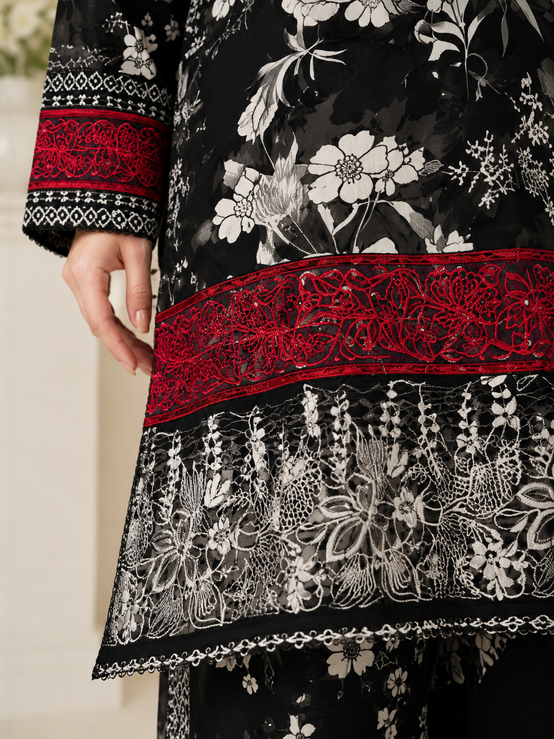 Black & Red Floral Dress