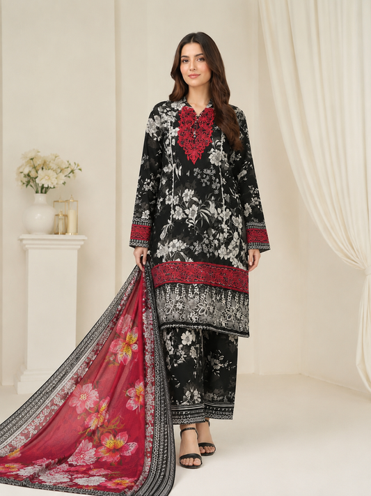 Floral Embroidered Summer Lawn Suit