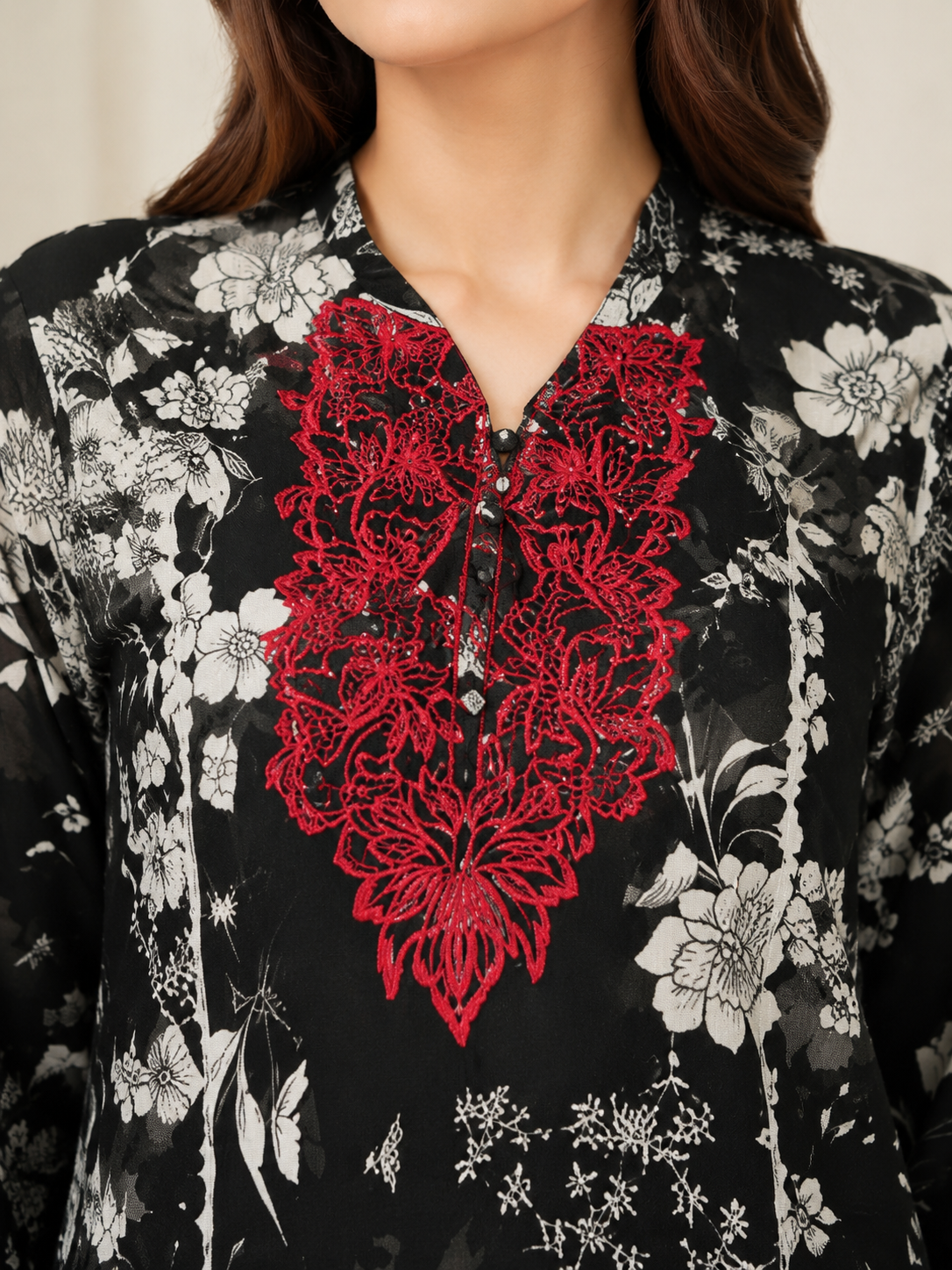Black & Red Floral Dress