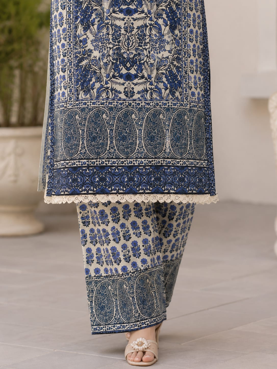 Royal Blue Printed Lawn Suit