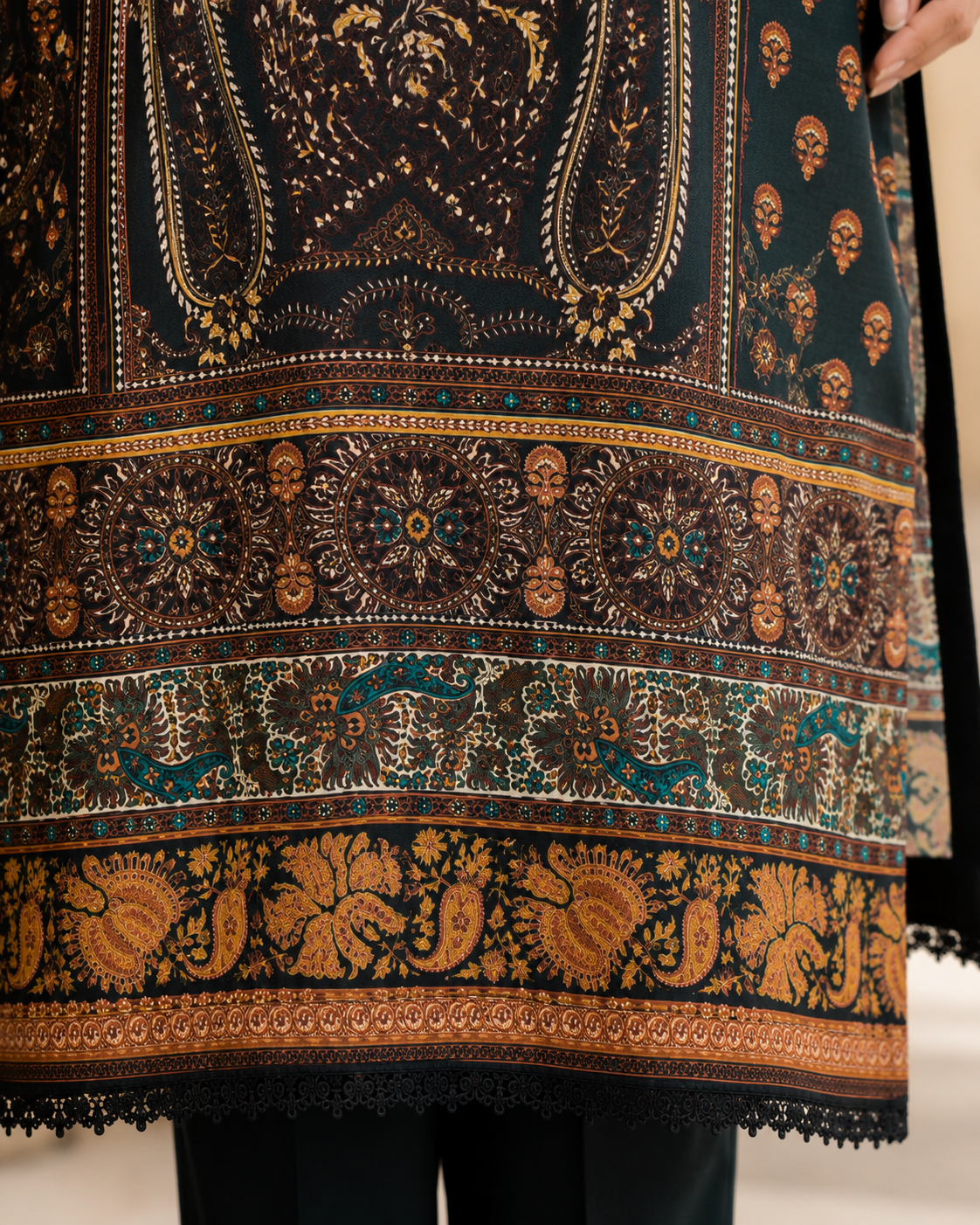 Black Brown Printed Lawn