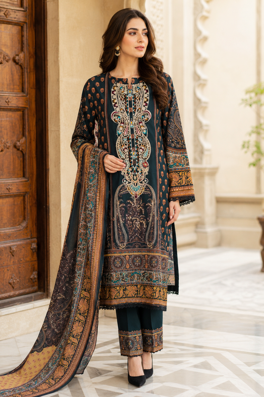 Embroidered Summer Cotton Suit