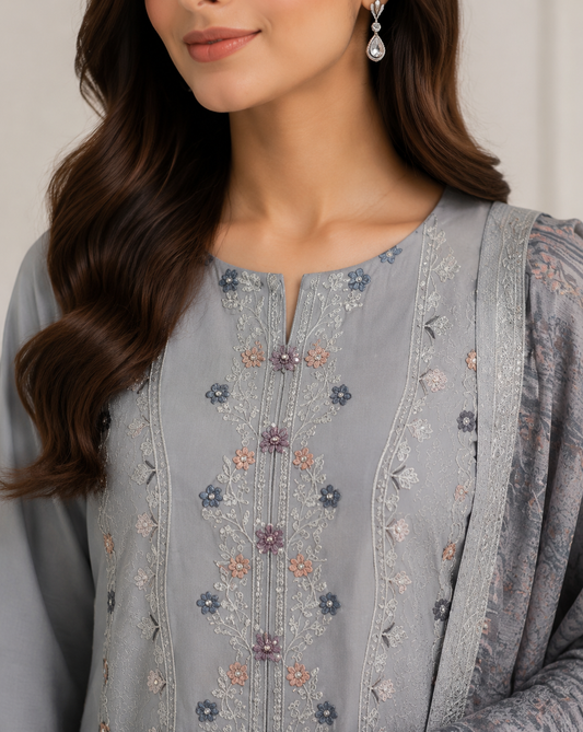 Embroidered Summer Cotton Lawn Suit (3-Piece)