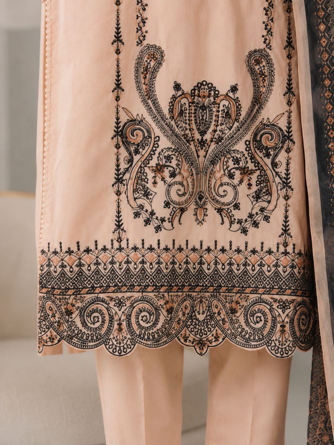 Peach Embroidered Dress