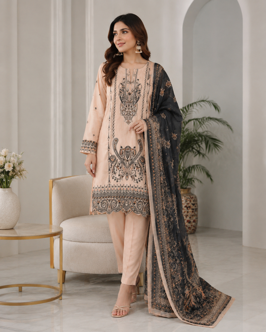 Embroidered Summer Cotton Lawn Suit (3-Piece)