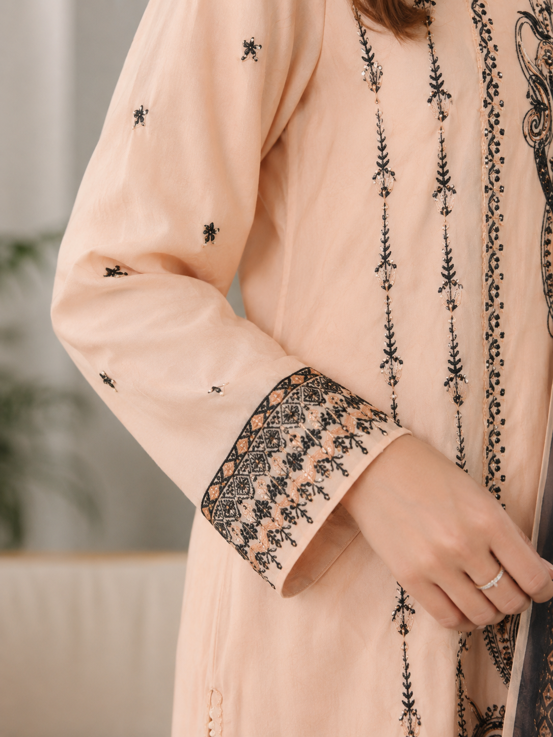 Peach Embroidered Dress