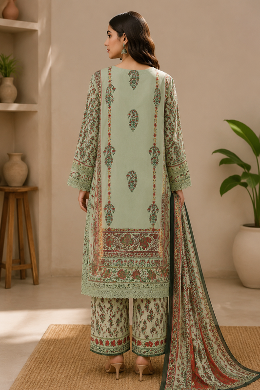 Embroidered Printed Summer Lawn (3-Piece)