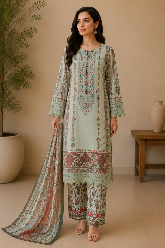Embroidered Printed Summer Lawn (3-Piece)
