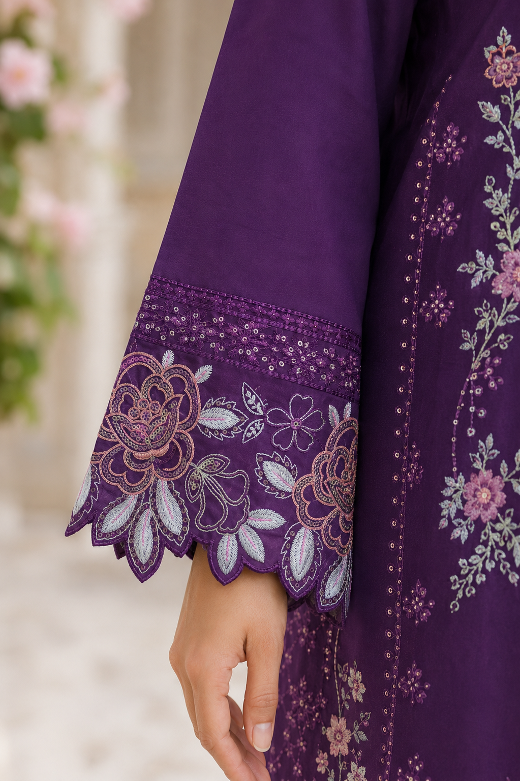 Embroidered Summer Cotton Lawn 3 Piece Suit – Royal Purple