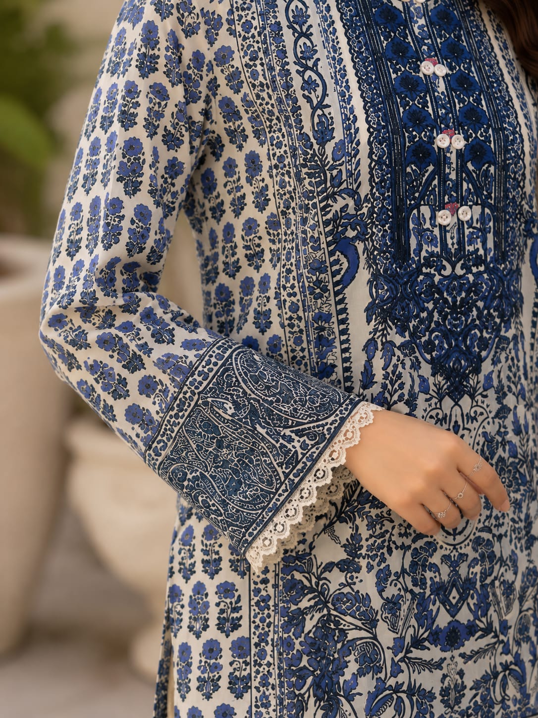 Royal Blue Printed Lawn Suit