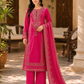 Embroidered Summer Cotton 3 Piece Suit – Shocking Pink
